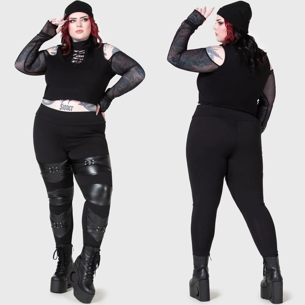 NWT KILLSTAR Night Demon Black Faux Leather Leggings